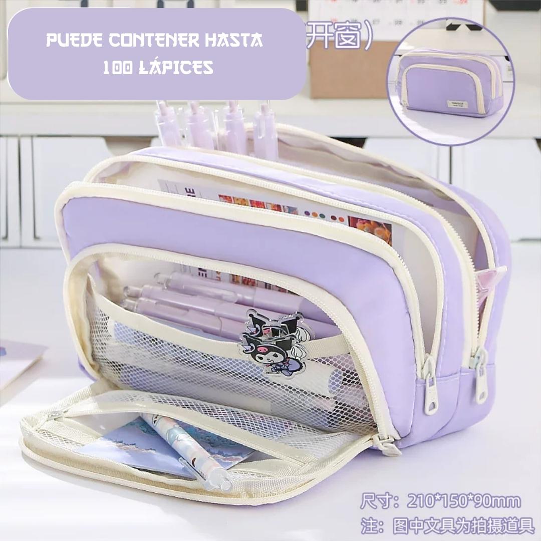 Cartuchera Traveler estuche con múltiples cierres y gran capacidad