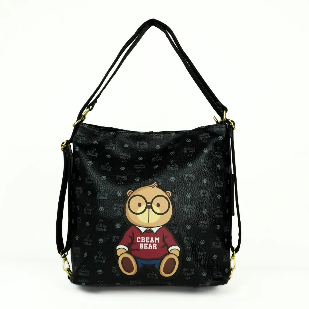Bolso mochila ecocuero Cream Bear 3 en 1