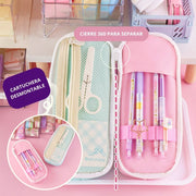 Cartuchera macaron multicapa para lápices de gran capacidad