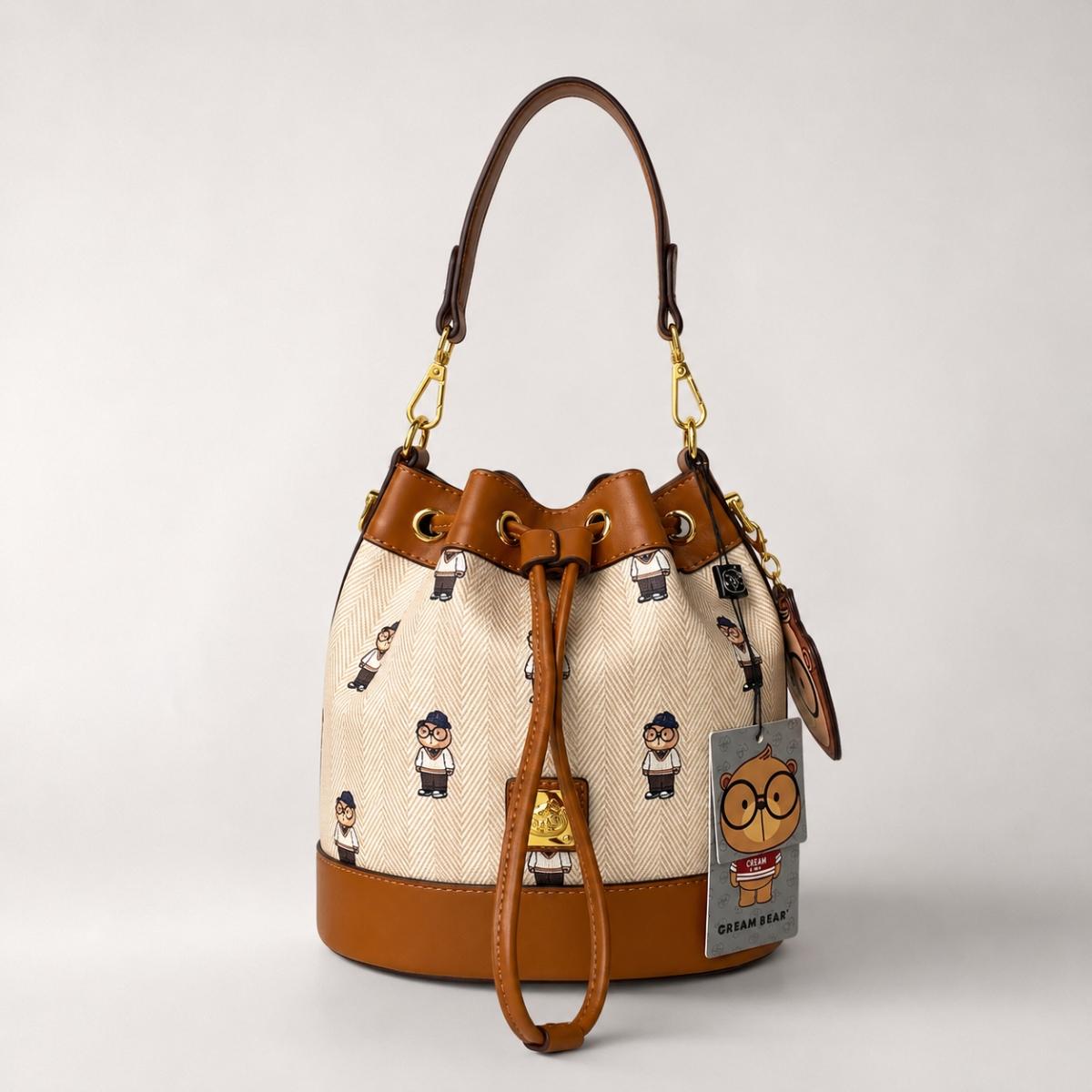 Cream Bear bolso bombonera