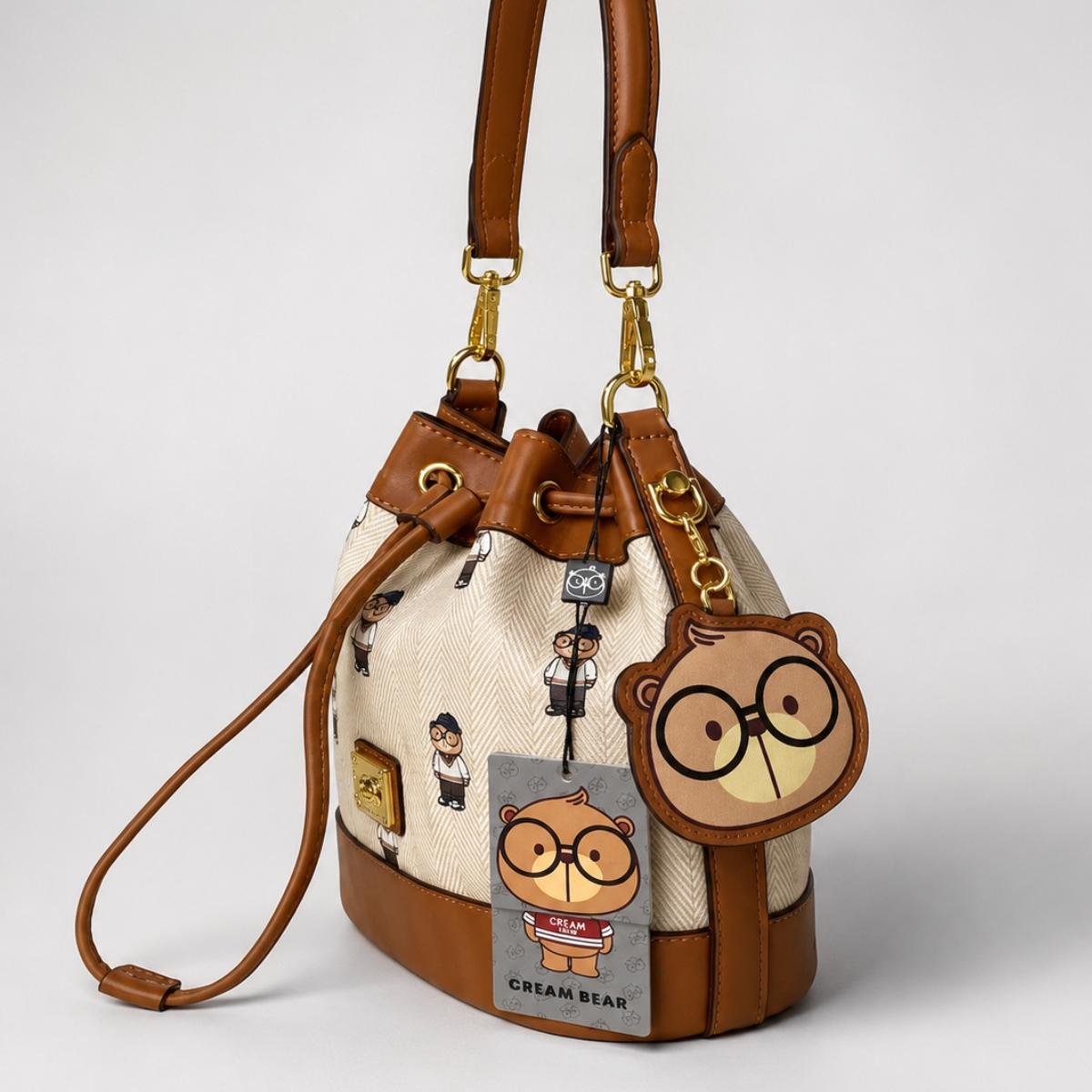 Cream Bear bolso bombonera