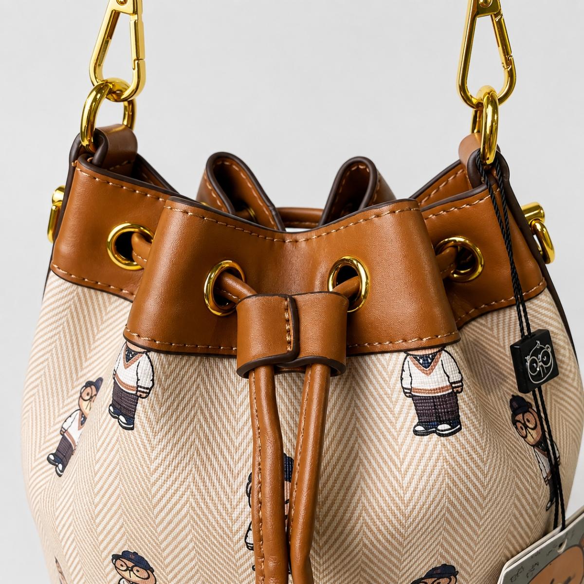 Cream Bear bolso bombonera