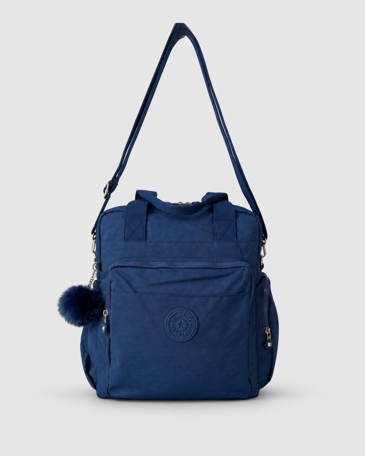 Bolso mochila 3 en 1 de tela nylon con textura de tela mojada, estructurada. Con espacio para laptop de 15.6" 