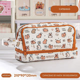 Cartuchera 2 niveles de gran capacidad con diseño capibara