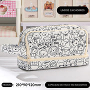 Cartuchera 2 niveles de gran capacidad con diseño capibara