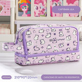 Cartuchera 2 niveles de gran capacidad con diseño capibara