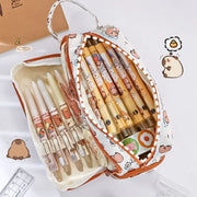 Cartuchera 2 niveles de gran capacidad con diseño capibara