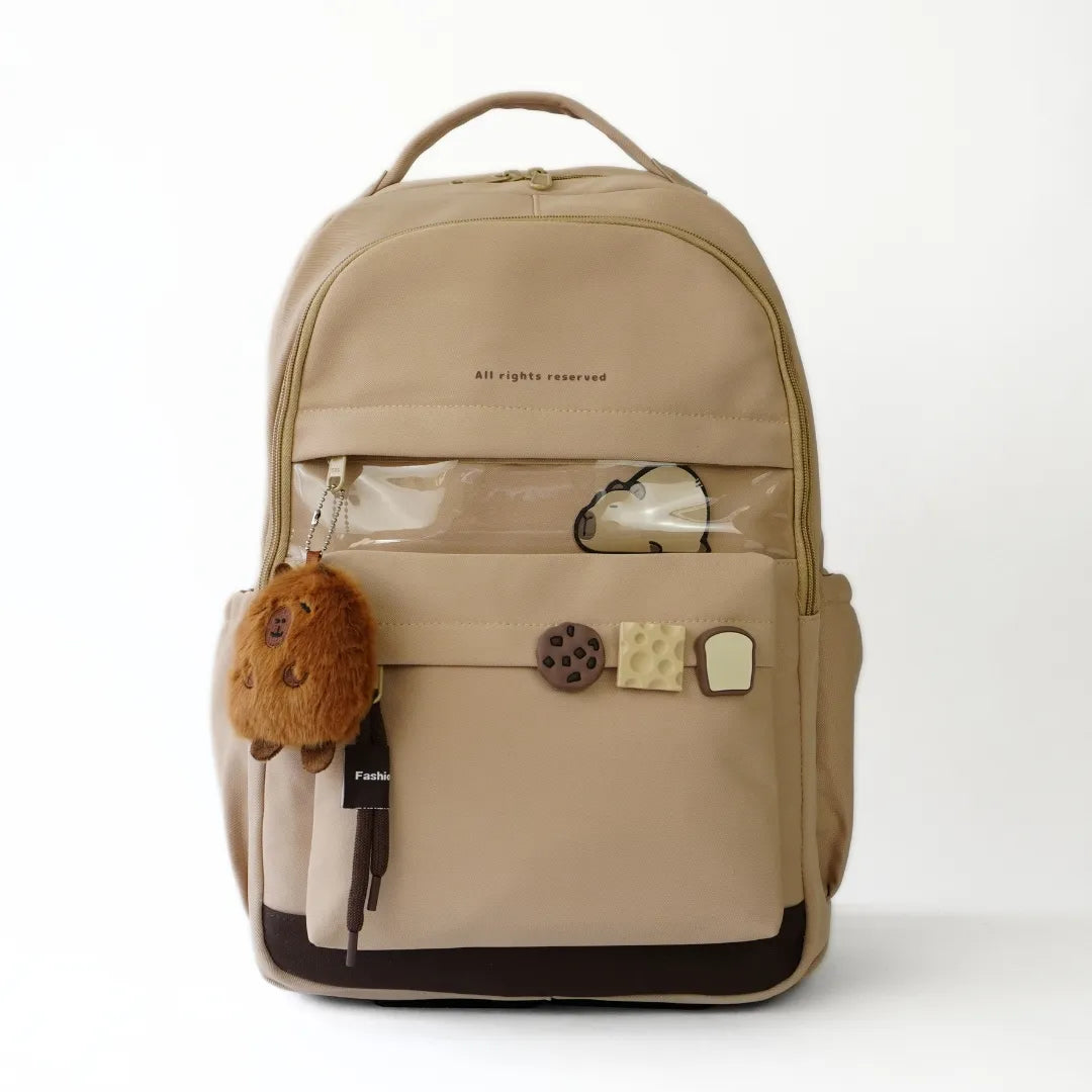 Mochila escolar Mar con bolsillo transparente