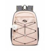 Mochila Fashion Urbana Impermeable con Llavero Pompón y Compartimento para Laptop