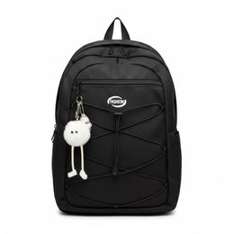 Mochila Fashion Urbana Impermeable con Llavero Pompón y Compartimento para Laptop