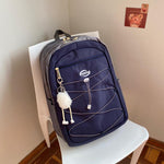 Mochila Fashion Urbana Impermeable con Llavero Pompón y Compartimento para Laptop