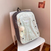 Mochila Fashion Urbana Impermeable con Llavero Pompón y Compartimento para Laptop