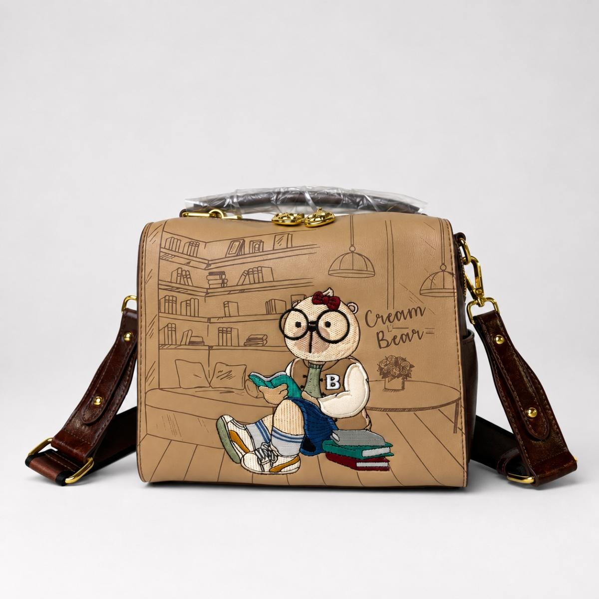 Cream Bear mochila morral
