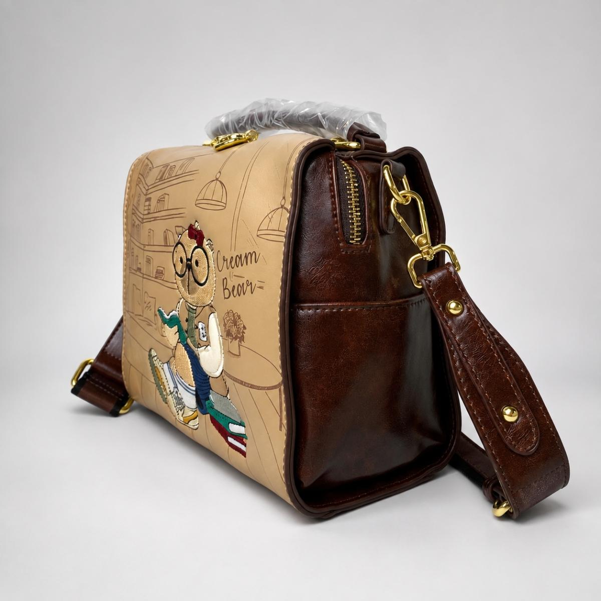 Cream Bear mochila morral