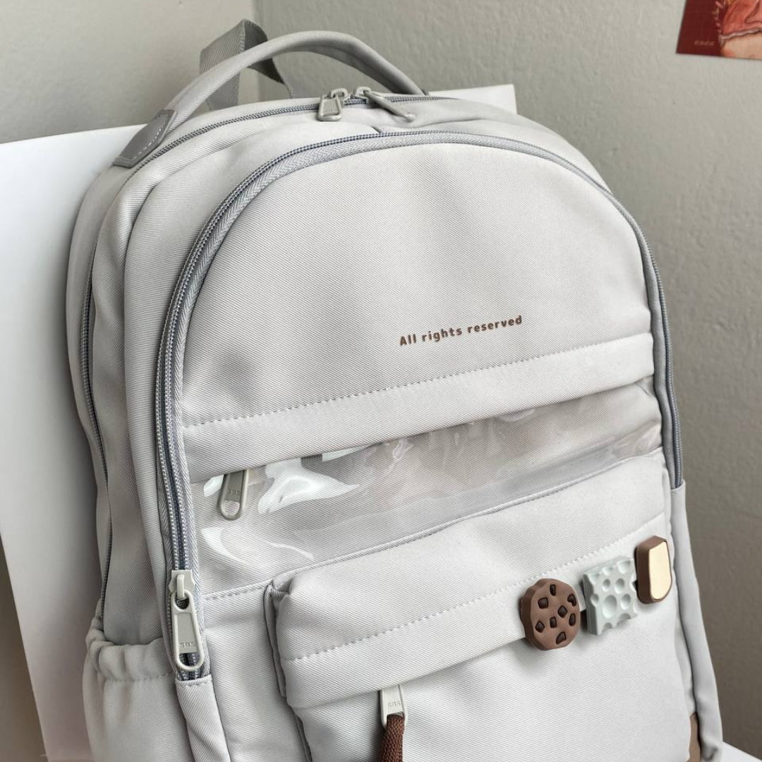 Mochila escolar Mar con bolsillo transparente