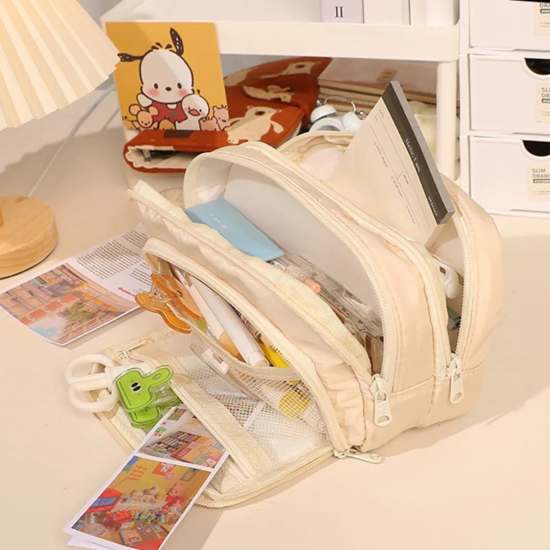 Cartuchera Traveler estuche con múltiples cierres y gran capacidad