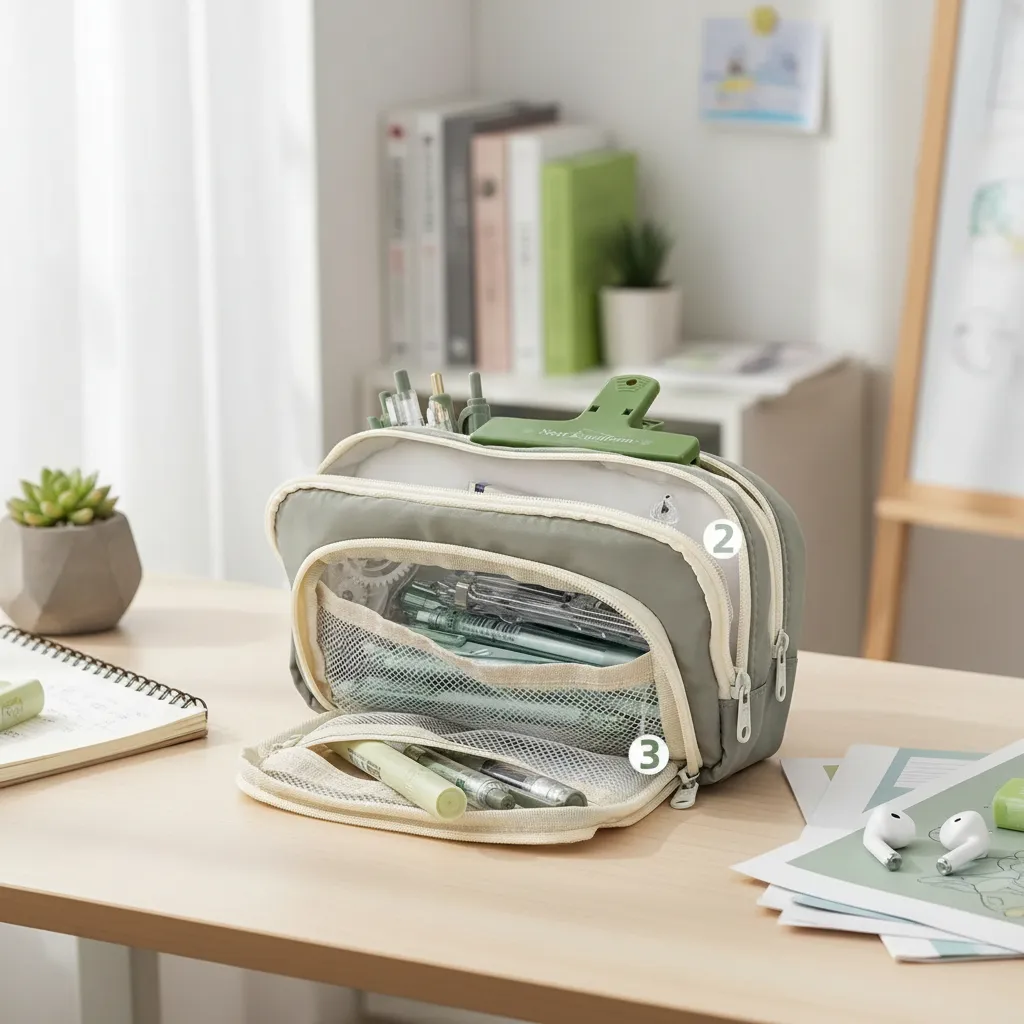 Cartuchera Traveler estuche con múltiples cierres y gran capacidad