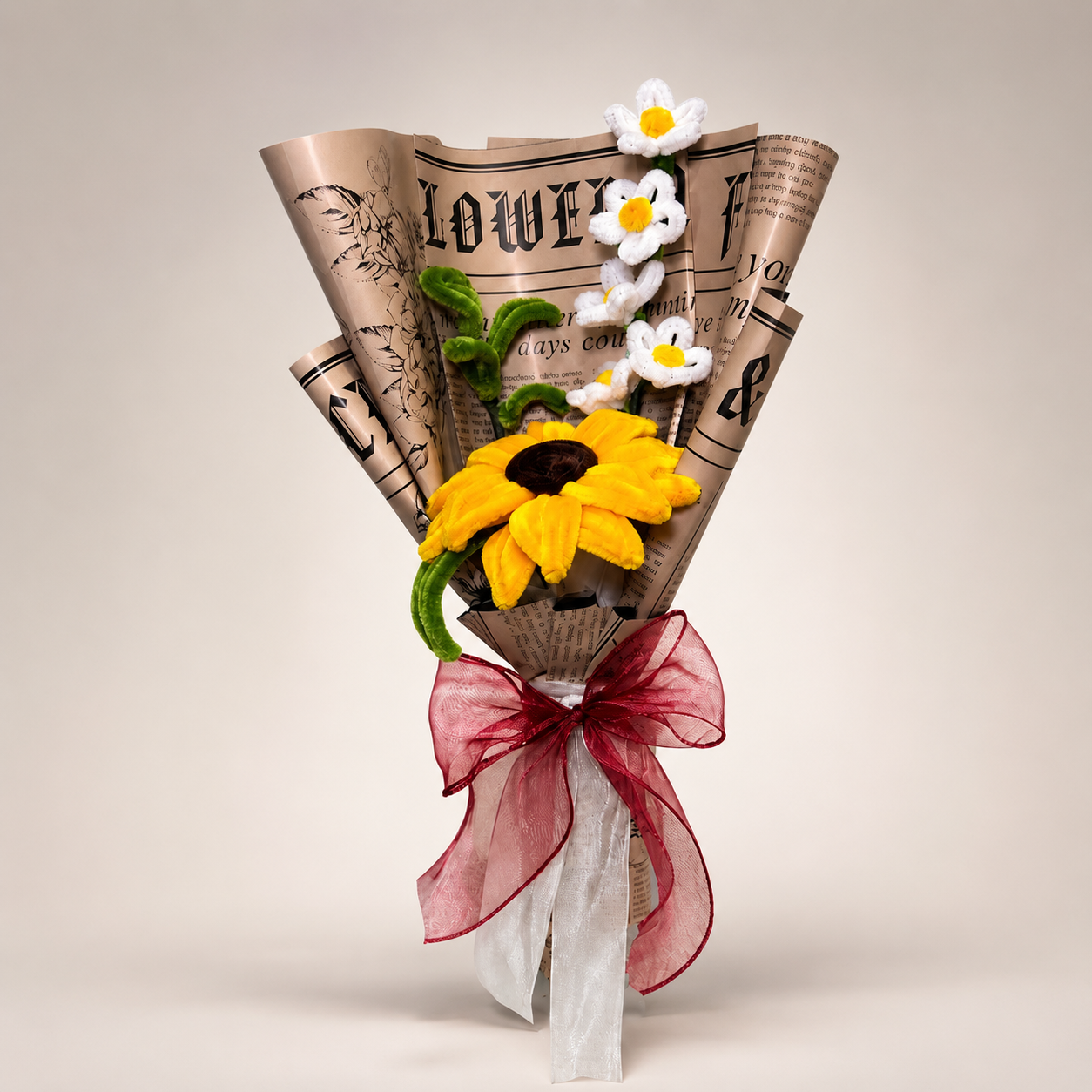 Ramo de flores eternas con limpiapipas