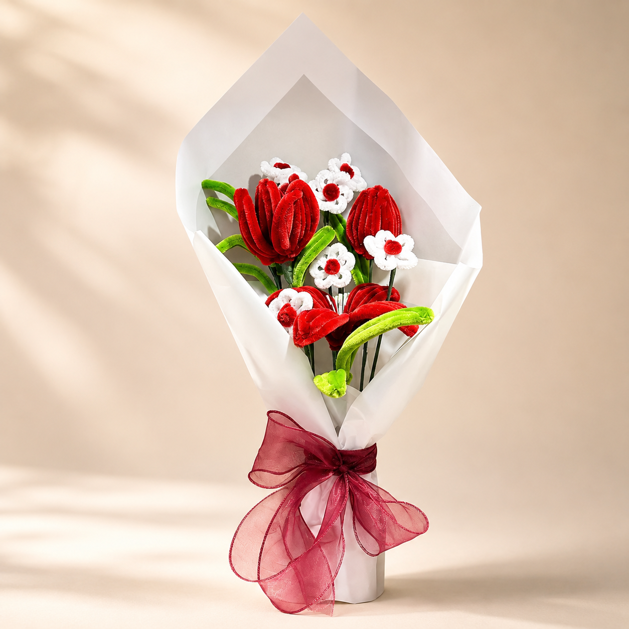 Ramo de flores eternas con limpiapipas