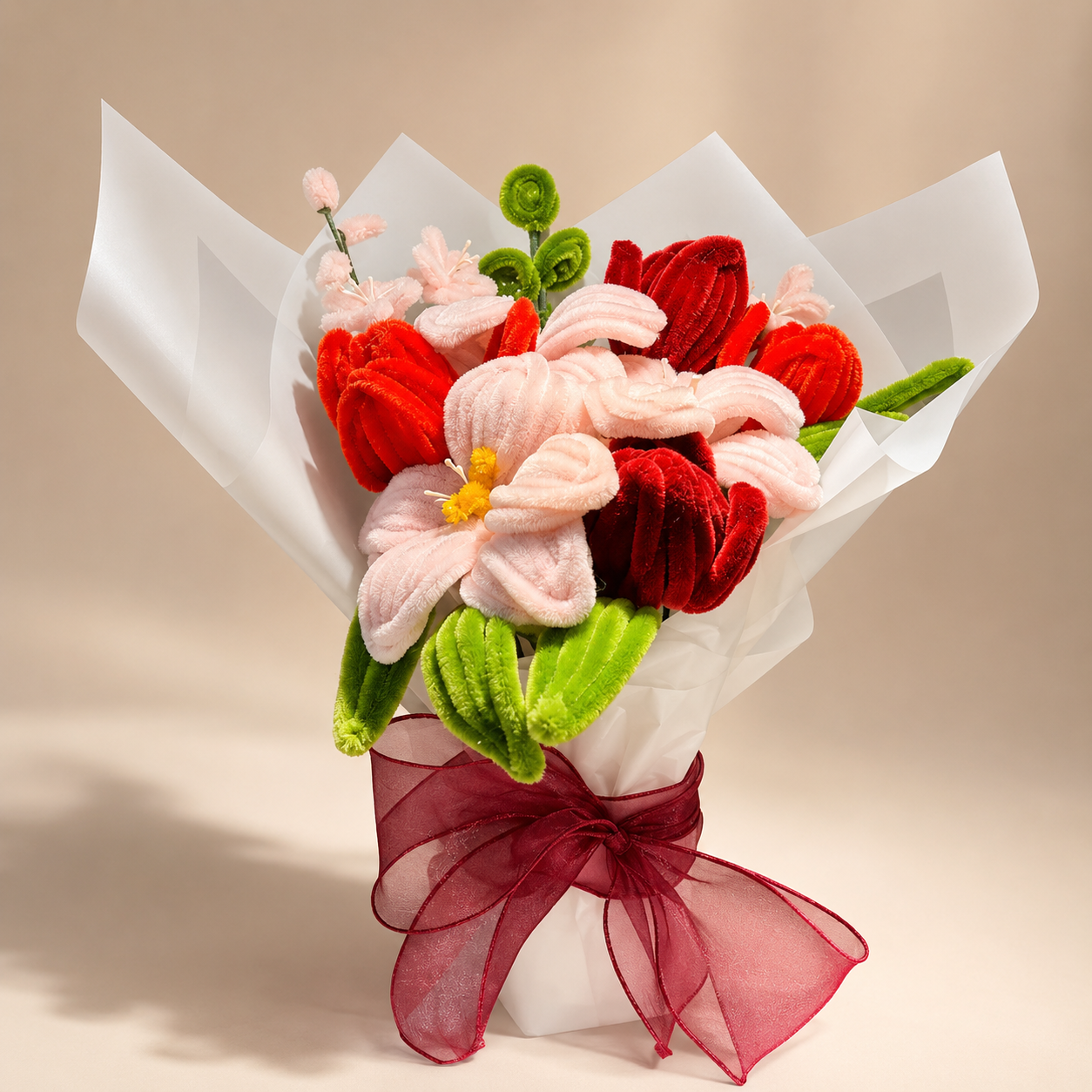 Ramo de flores eternas con limpiapipas